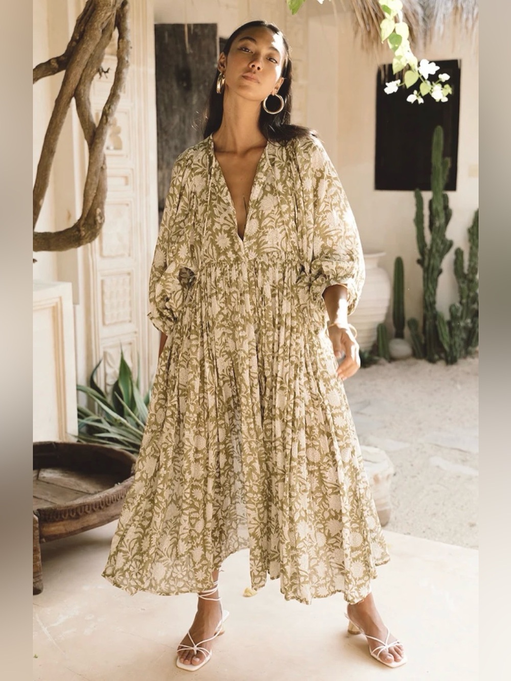 Daughters of India KYRA MIDI DRESS ~ OLIVE